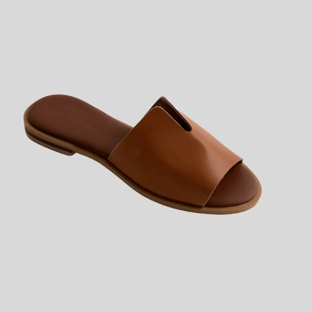 Peep Toe Leather Mule