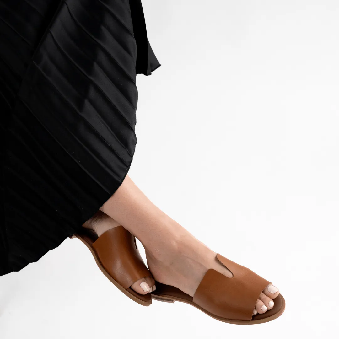 Peep Toe Leather Mule