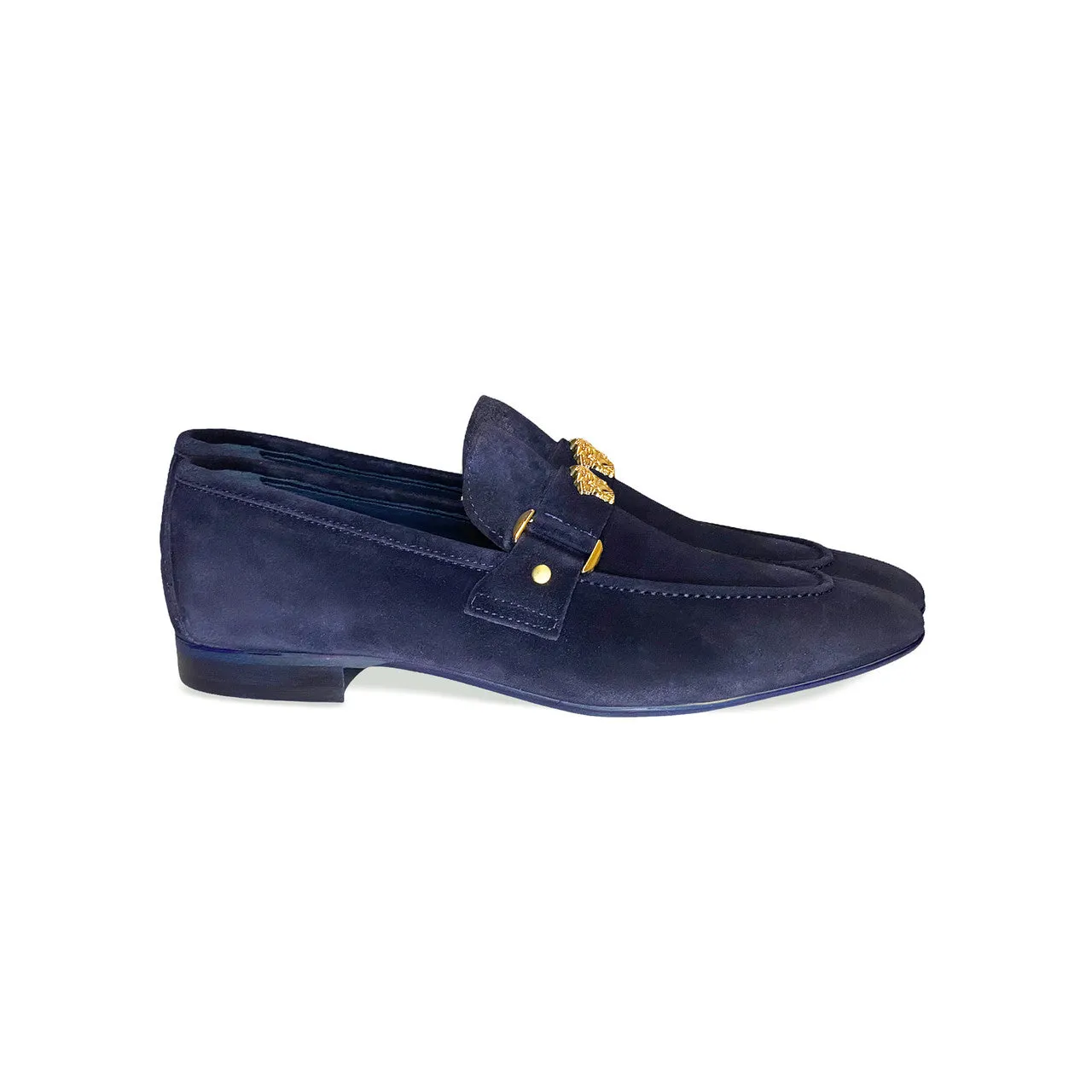 Pelle Line Lucas- Loafer with Medusa ornament- Navy Suede
