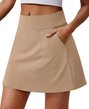 PINSPARK 18" Golf Skorts for Woman High Waisted Tennis Skirt UPF 50  Athletic Skort Skirts with 4 Pockets Workout Pickleball