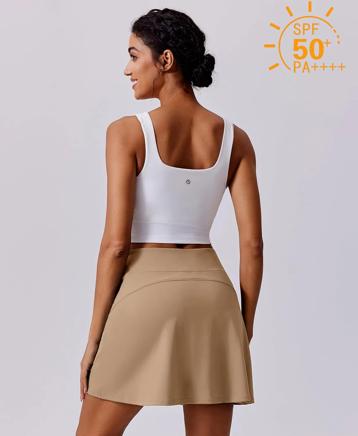 PINSPARK 18" Golf Skorts for Woman High Waisted Tennis Skirt UPF 50  Athletic Skort Skirts with 4 Pockets Workout Pickleball