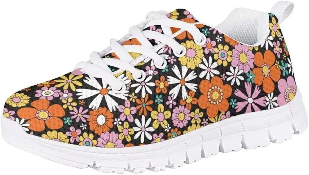 Pinupub Unisex-Child Running Shoes Non Slip Lace Up Sneakers Cute Print Casual Tennis Athletic Shoes