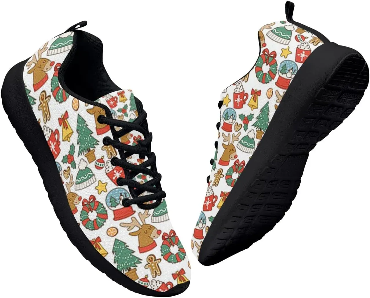 Pitovozu Christmas Decor Sneaker Men Athletic Shoes Running Shoes Comfortable Sports Walking Shoes