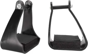 POM Plastic Stirrups for Westerns Horse Riding, Saddle Trail with Black Cushioned Foam Foot Pad, Angled Comfort, Shock Absorbing Pads, Screw Fixing Accessories Included