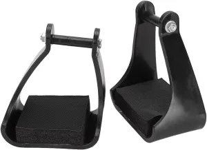POM Stirrups, Black Horse Riding Stirrups Safety Saddle Trail Stirrup Ultra Light Stirrup with Cushioned Foam Foot Pad Stirrup Simple Design Stirrups