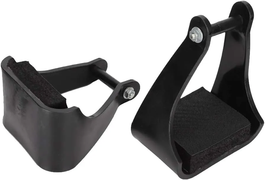 Pongnas English Stirrups, POM Plastic Horse Riding Stirrups Horse Stirrups Horse Riding Safety Saddle Trail Black Cushioned Foam Foot Pad Horse Climb Stirrups for Equestrian Enthusiasts