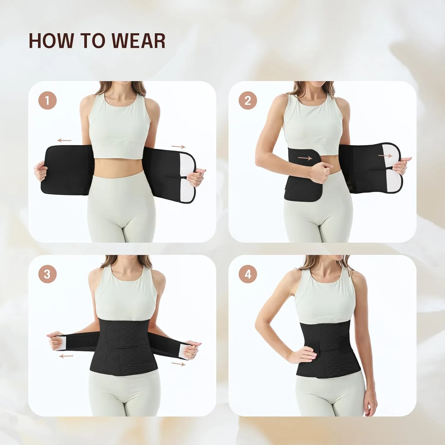Postpartum Belly Band for Women: Abdominal Binder Post Surgery Compression Belt - Post Partum Waist Binder C Section Recovery Wrap Black