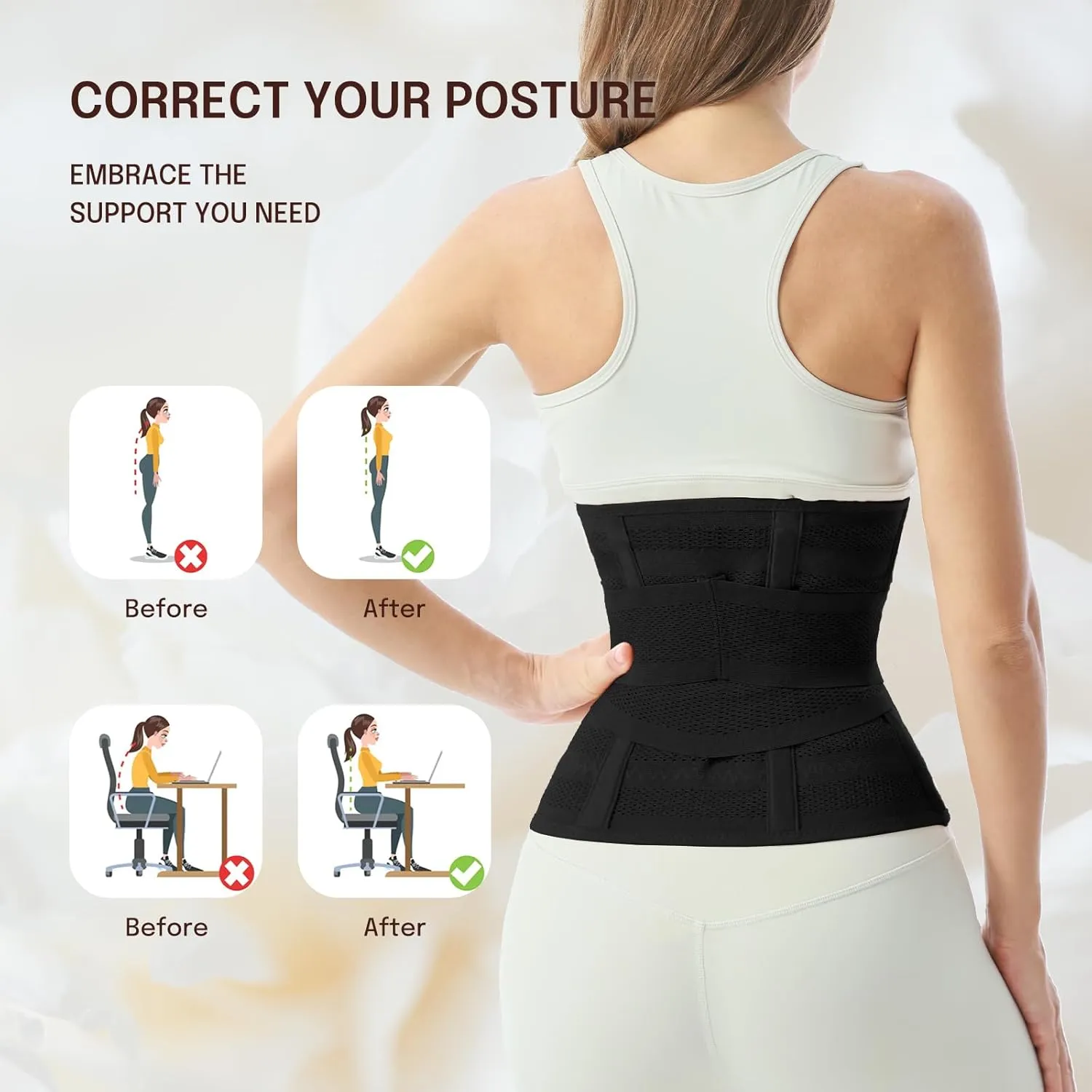 Postpartum Belly Band for Women: Abdominal Binder Post Surgery Compression Belt - Post Partum Waist Binder C Section Recovery Wrap Black