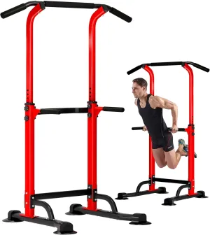 Power Tower Pull Up Bar and Dip Station, Adjustable Height Dip Stand, Fitness Workout Station,Multi-Functional Strength Training machine for home gym,Space saving, suitable for men and women(up to 400 LBS)