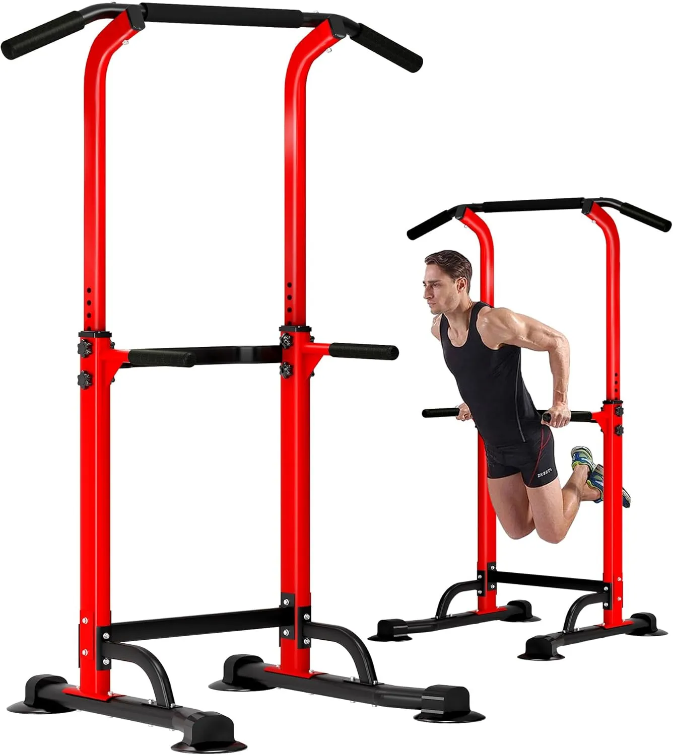 Power Tower Pull Up Bar and Dip Station, Adjustable Height Dip Stand, Fitness Workout Station,Multi-Functional Strength Training machine for home gym,Space saving, suitable for men and women(up to 400 LBS)