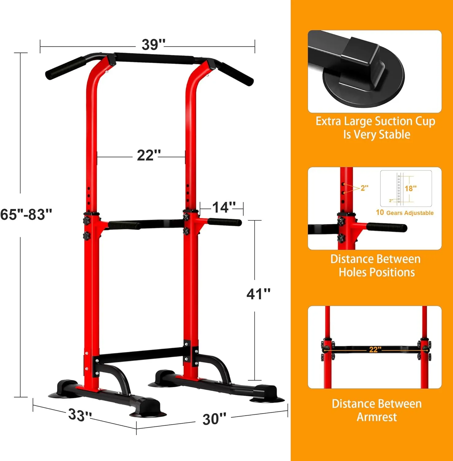 Power Tower Pull Up Bar and Dip Station, Adjustable Height Dip Stand, Fitness Workout Station,Multi-Functional Strength Training machine for home gym,Space saving, suitable for men and women(up to 400 LBS)