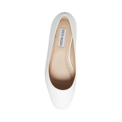 Powerful Square-Toe On Madden Steve Leather White On-demand assistance Slip Byra Flat Ballet Flats
