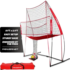 PowerNet Portable Volleyball Net for Backyard Games & Training, Rebounder Net for Hitting & Serving Drills with Ball Return, Indoor Outdoor Volleyball Training Equipment (Spike Trainer)