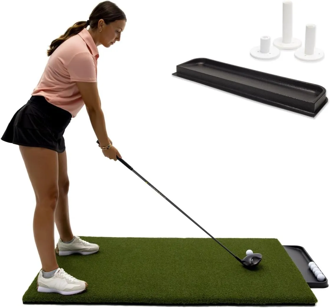 Premium Turf Indoor/Outdoor Golf Mat. Bonus Tray   3 Tees