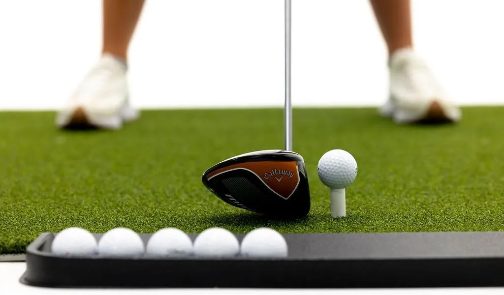 Premium Turf Indoor/Outdoor Golf Mat. Bonus Tray   3 Tees