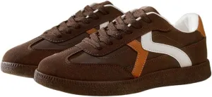 PU Leather Retro German Style Platform Sneakers Comfortable Casual Trainers for Women Spring Autumn Walking Streetwear Daily Fashion Shoes