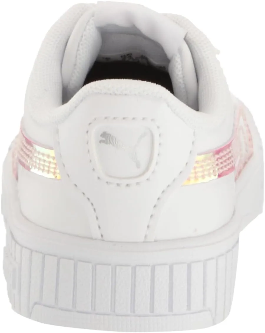 PUMA Unisex-Child Shoes Kids Carina 2.0 Holographic Alternate Closure Sneaker, White Silver, 4 US Toddler