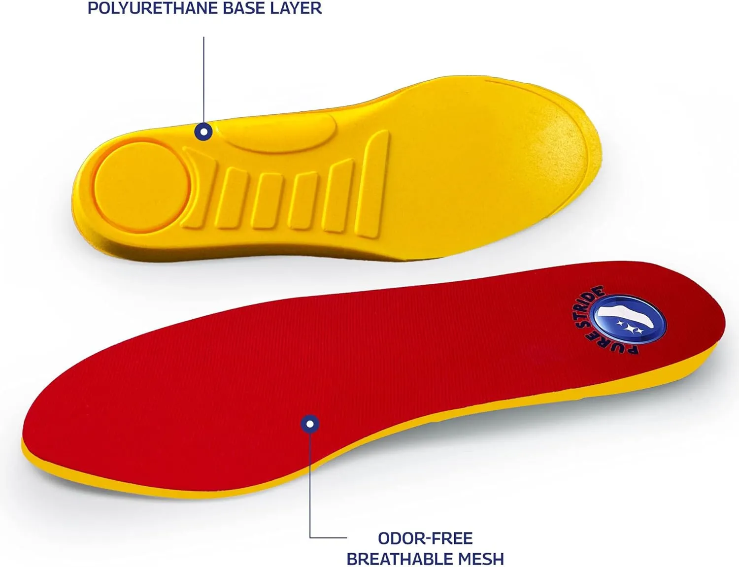 Pure Stride Professional Full Length Insoles, Comfort Insoles - Shoe Insert, Support for Metatarsals, Flat Feet - Pain Relief for Plantar Fasciitis, Arch, Heel - 1 Pair, Men's 9-9.5 / Women's 11-11.5