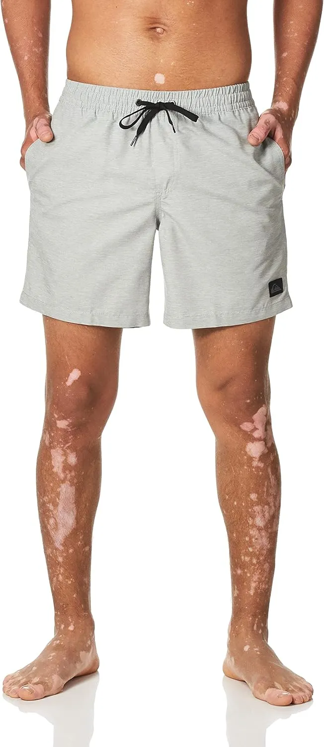Quiksilver Men's Solid Elastic Waist Volley Boardshort Swim Trunk Bathing Suit
