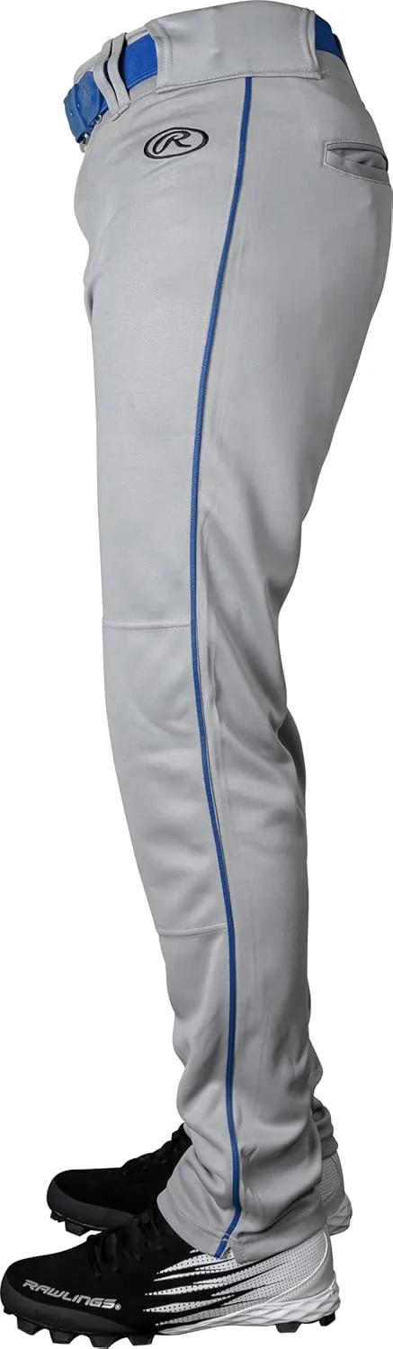 Rawlings Men's Launch Series Baseball Pants | Full Length Semi-Relaxed Fit | Adult Sizes | Piped | Multiple Colors