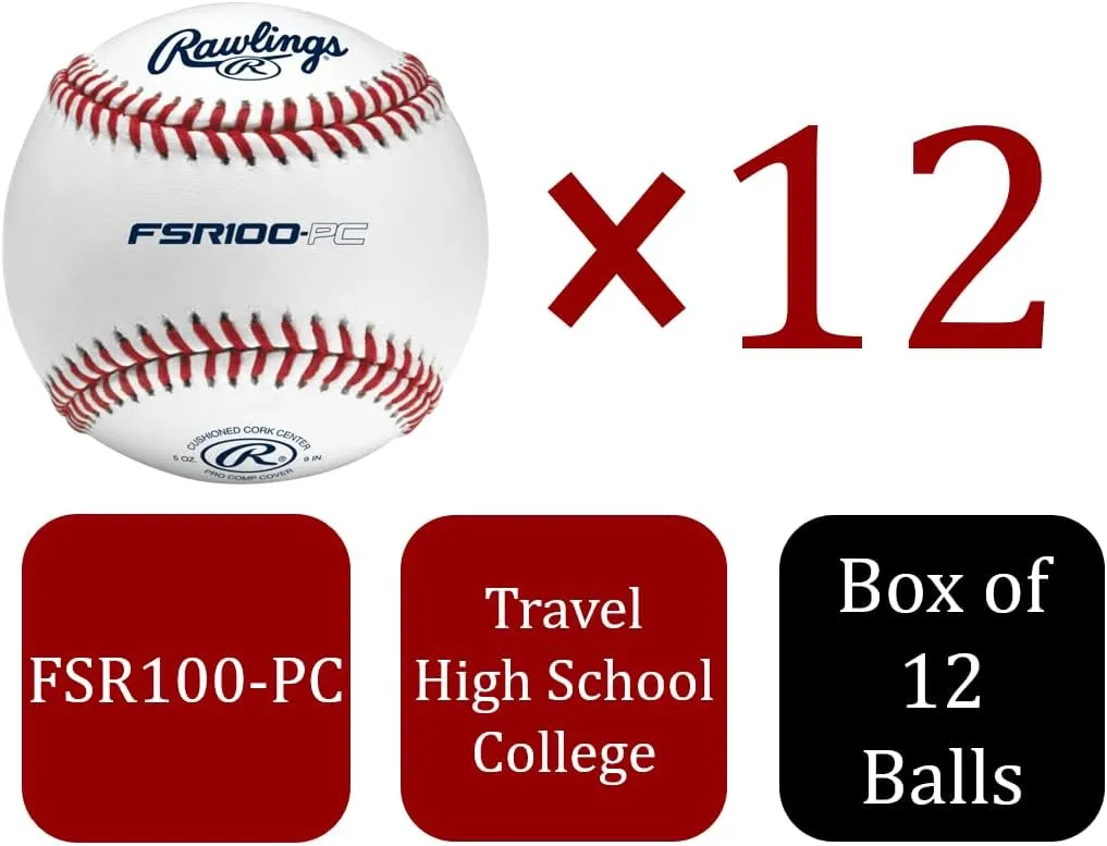 Rawlings | Pro Comp Practice Baseballs | Collegiate / High School / Travel | Flat & Raised Seam Options | 12 Count