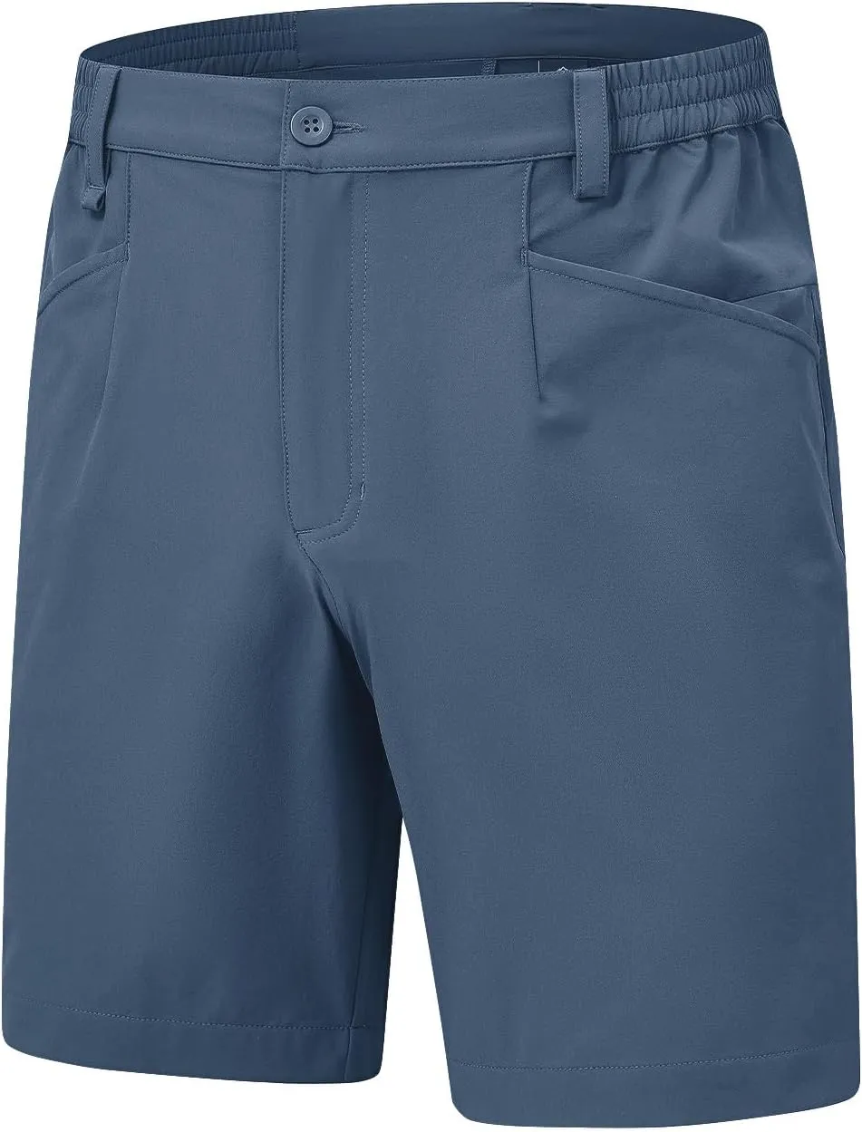 Rdruko Men's Stretch Golf Shorts 7 Inch Inseam Dress Casual Dry Fit Elastic Waist Lightweight Flat Front Work Shorts