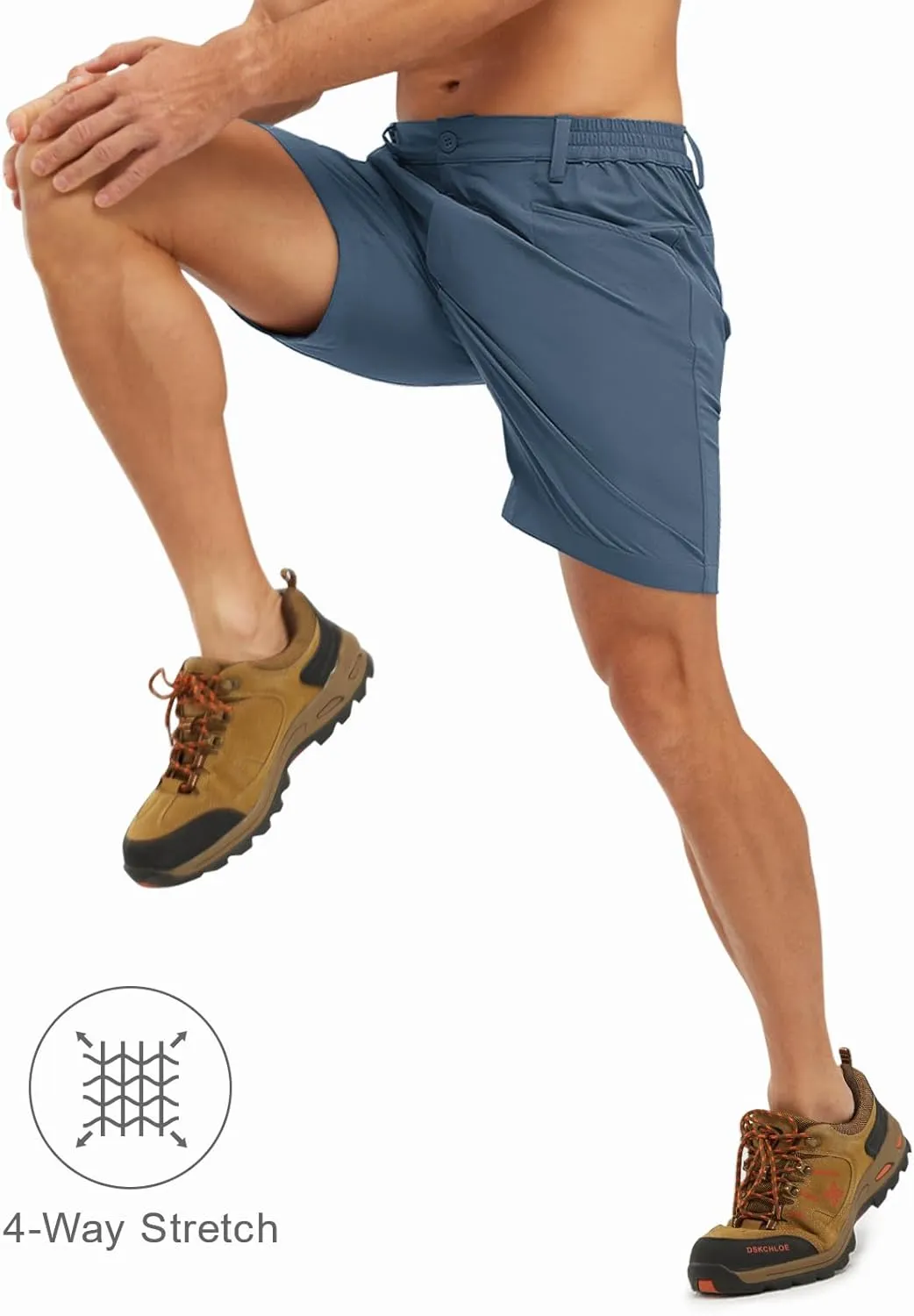 Rdruko Men's Stretch Golf Shorts 7 Inch Inseam Dress Casual Dry Fit Elastic Waist Lightweight Flat Front Work Shorts