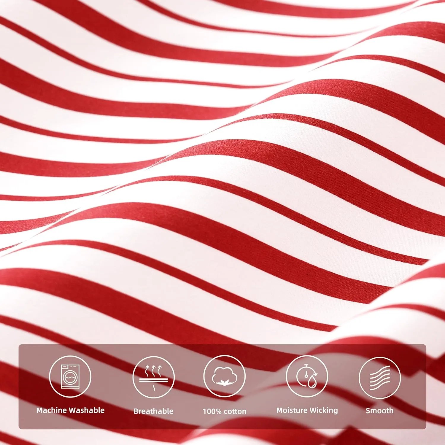 Red Striped Sheets Set Full Size 4 Piece - Super Soft, Easy Care & Breathable Red and White Pinstripe Bed Sheet Set with 16-Inch Deep Pockets, Great Gift for Christmas & Birthday
