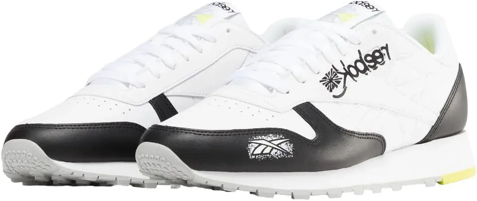 Reebok Unisex Classic Leather Trainers, Cblack Ftwwht Aciyel, 10