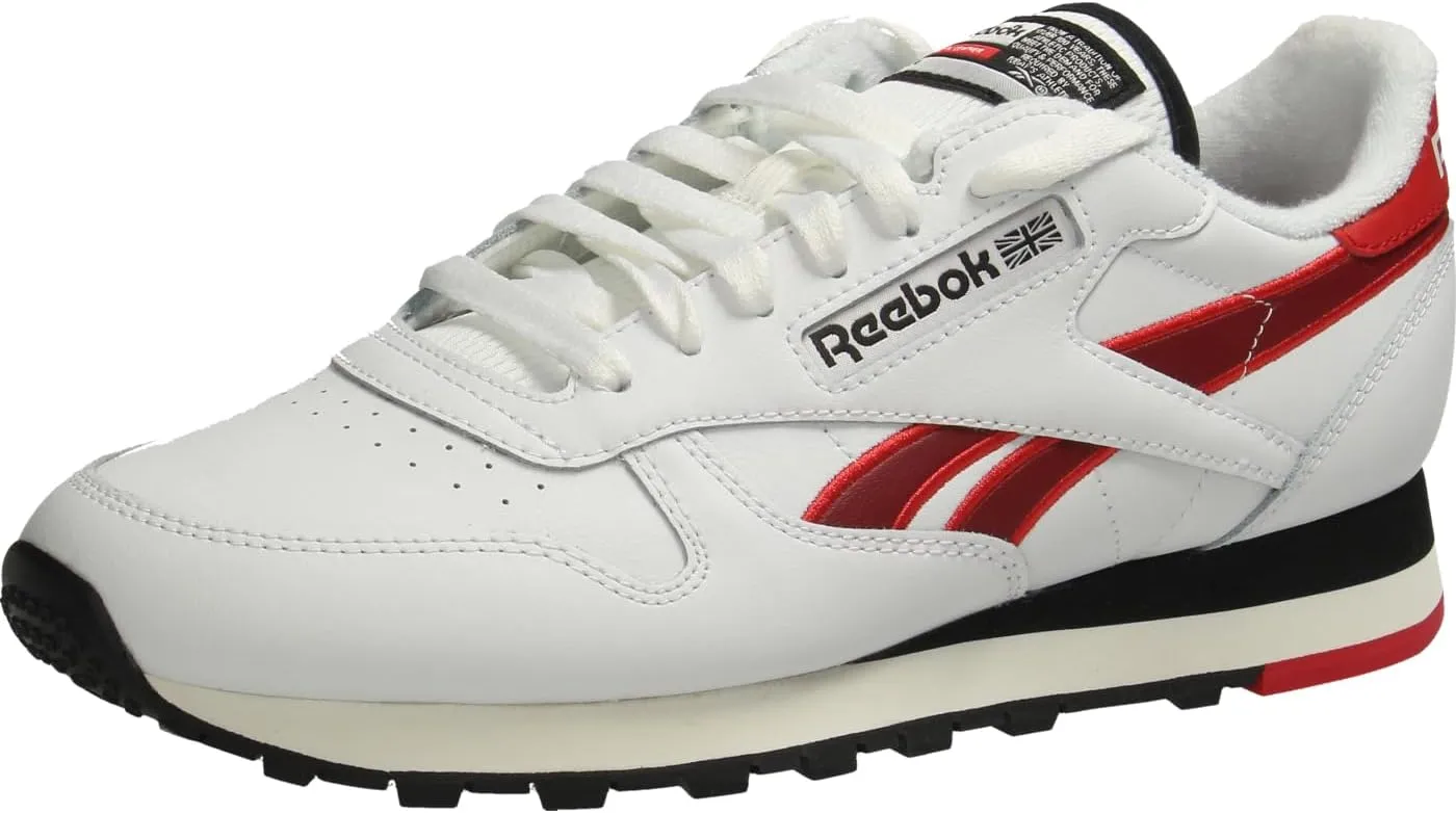 Reebok Unisex Classic Leather Trainers, White Vectorred Black, 4.5