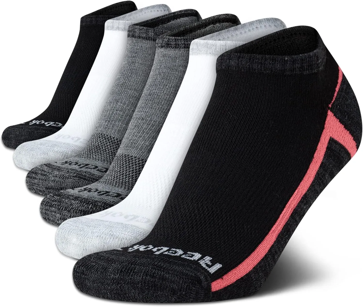 Reebok Womens Low Cut Socks - 6 Pack Cushioned Performance Stretch Moisture Wicking Athletic No Show Socks for Women (4-10)