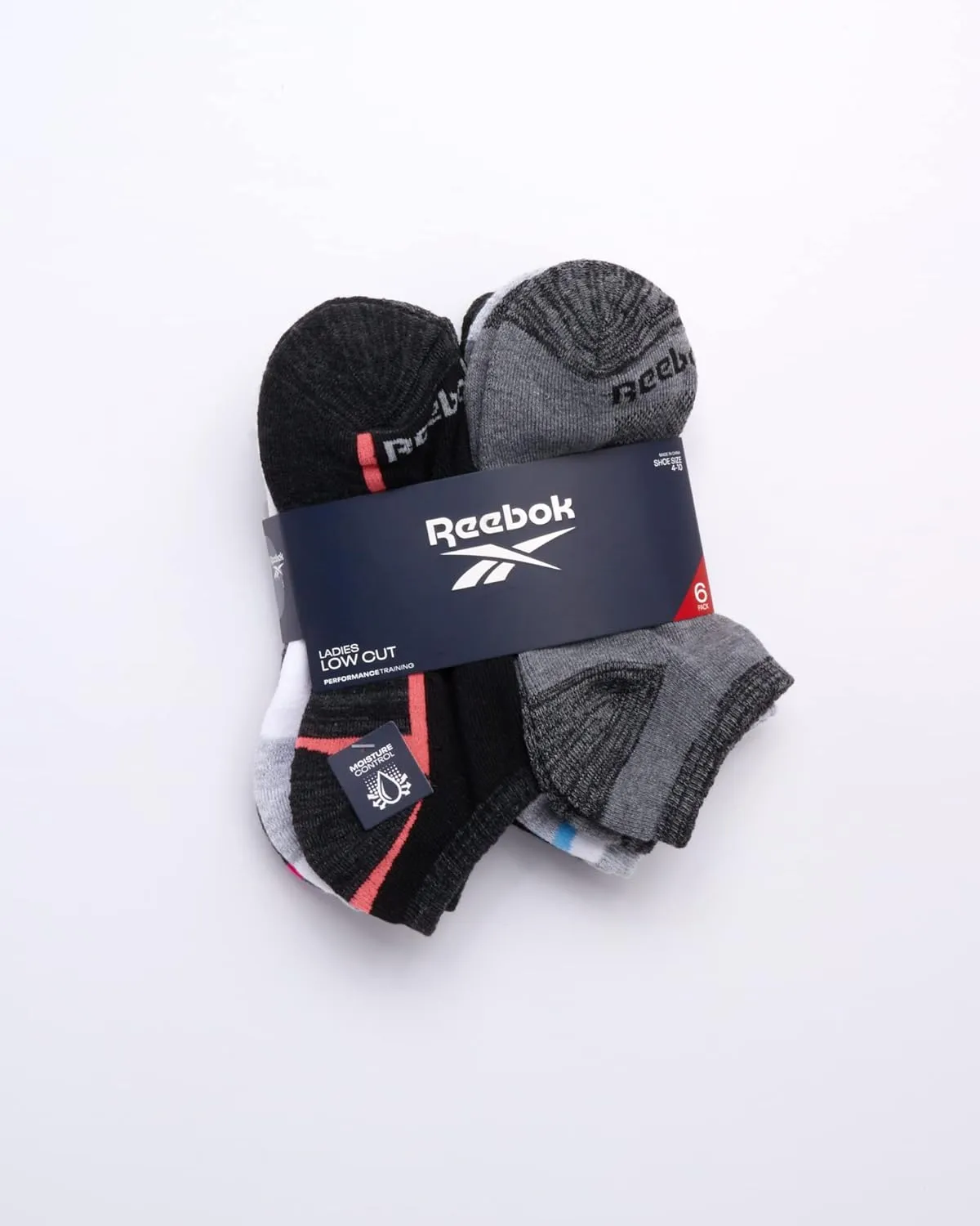 Reebok Womens Low Cut Socks - 6 Pack Cushioned Performance Stretch Moisture Wicking Athletic No Show Socks for Women (4-10)