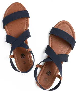 Rekayla Flat Elastic Sandals for Women Navy Blue 11