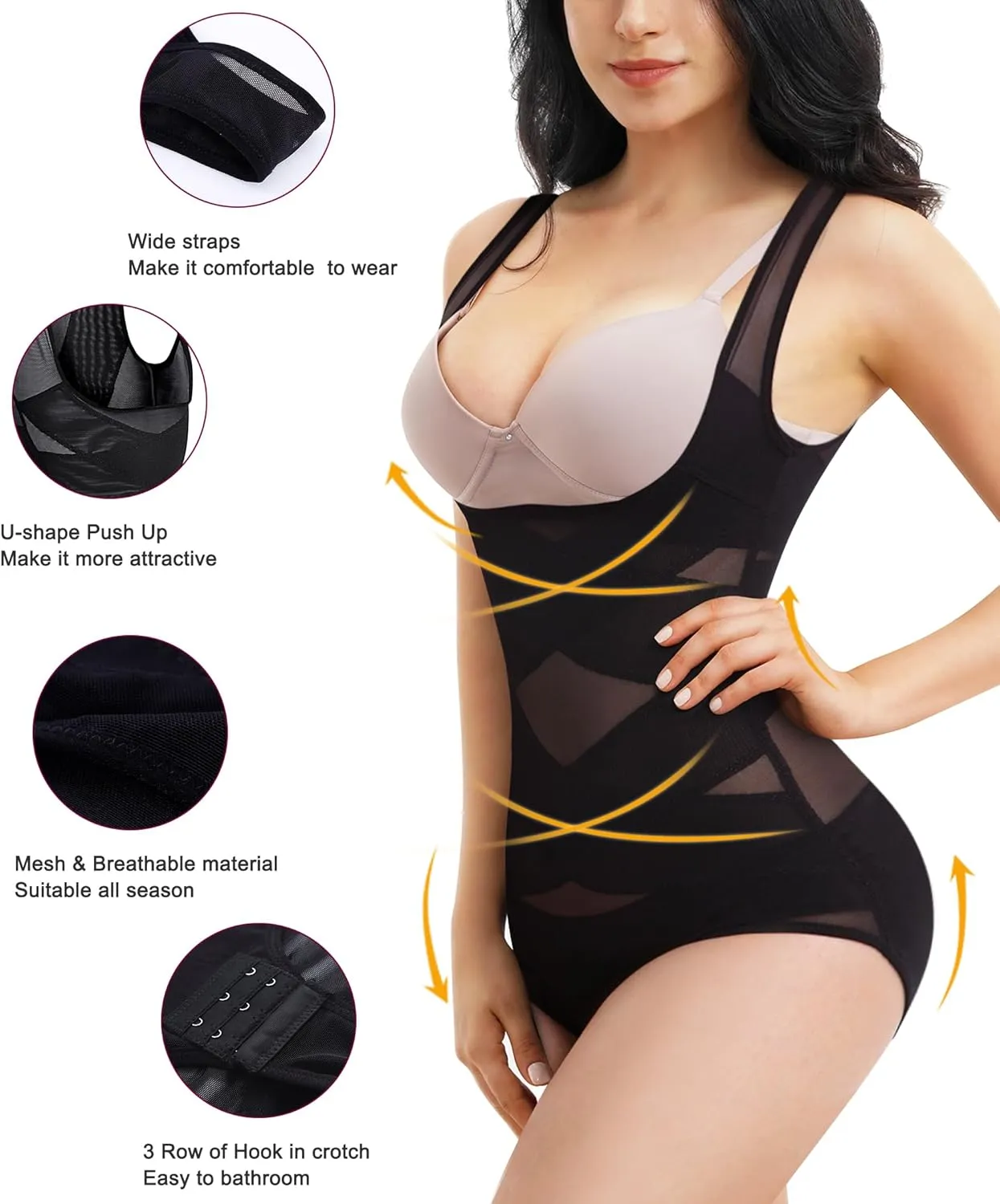 REYEOGO Shapewear Bodysuit for Women Tummy Control Butt Lifter Panty Hi-Waist Trainer Stomach Body Shaper Slimming Girdles