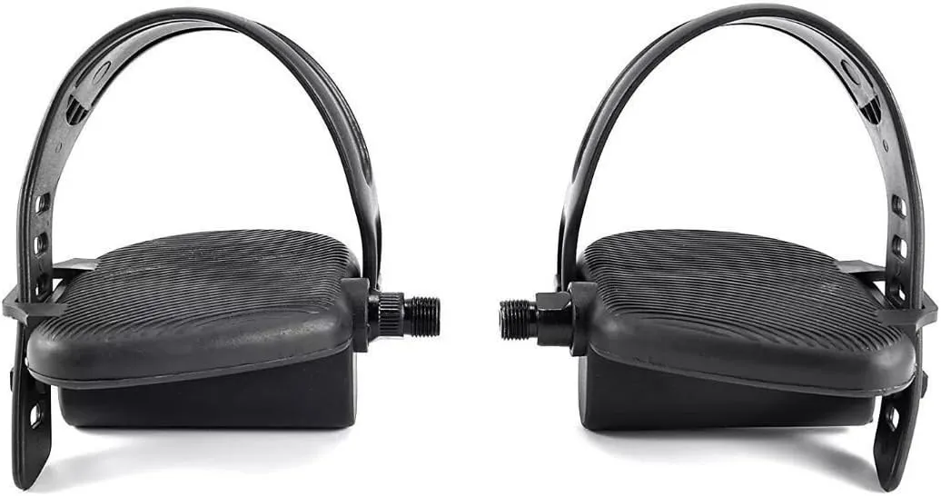 Right & Left Foot Pedal Pair Set – Black | Recumbent Exercise Bike Pedals with Adjustable Straps | 1/2" Spindle Thread Size | Works with Pro-Form 10.8X | P/N 134367