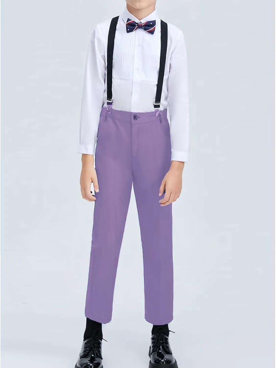 ROZU Boys Dress Pants Flat Front School Uniform Pants for Boys Toddler Kids Formal Belt Loops Boy’s Suit Pants 2T-20