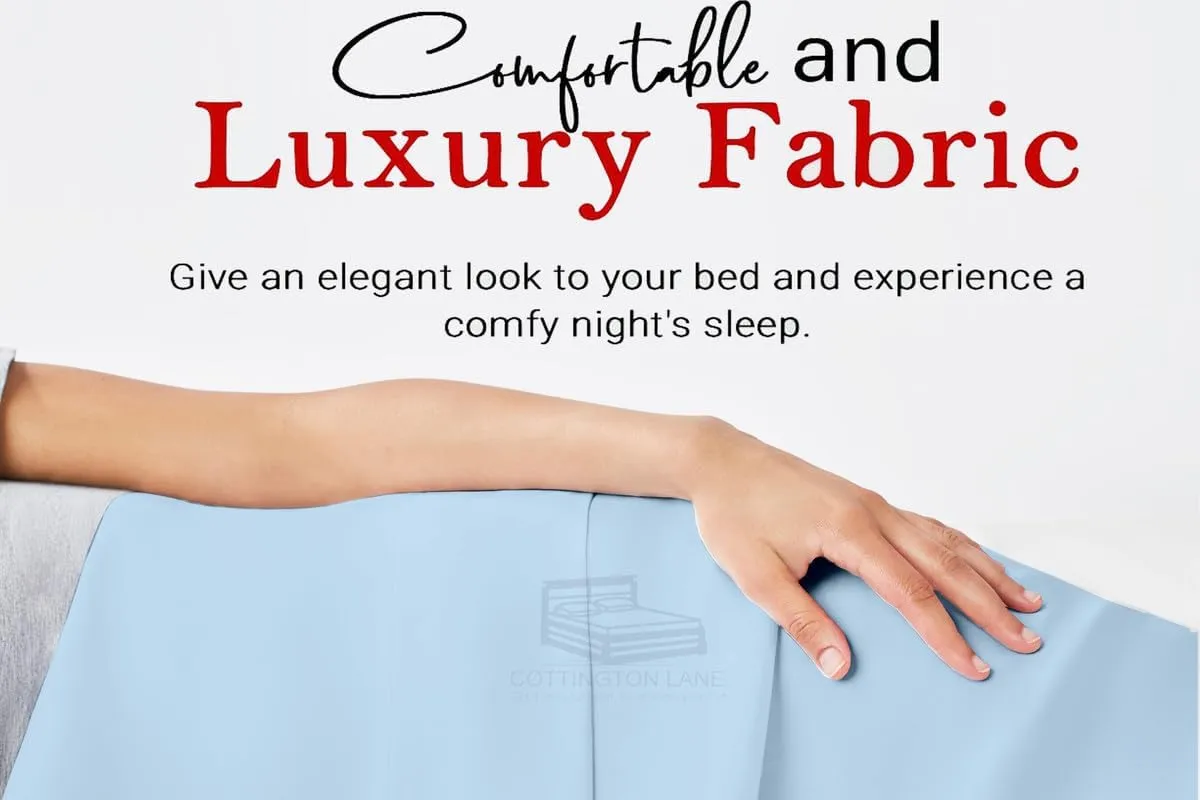 RV Sheets 100% Egyptian Cotton - RV King 72" x 75" Premium Quality 4 Piece Sheets for Campers - High Thread Count Baby Blue Solid with 6-10" Deep Pocket