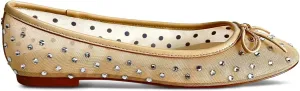 Sadie Ballet Flat in Beige Crystal Mesh