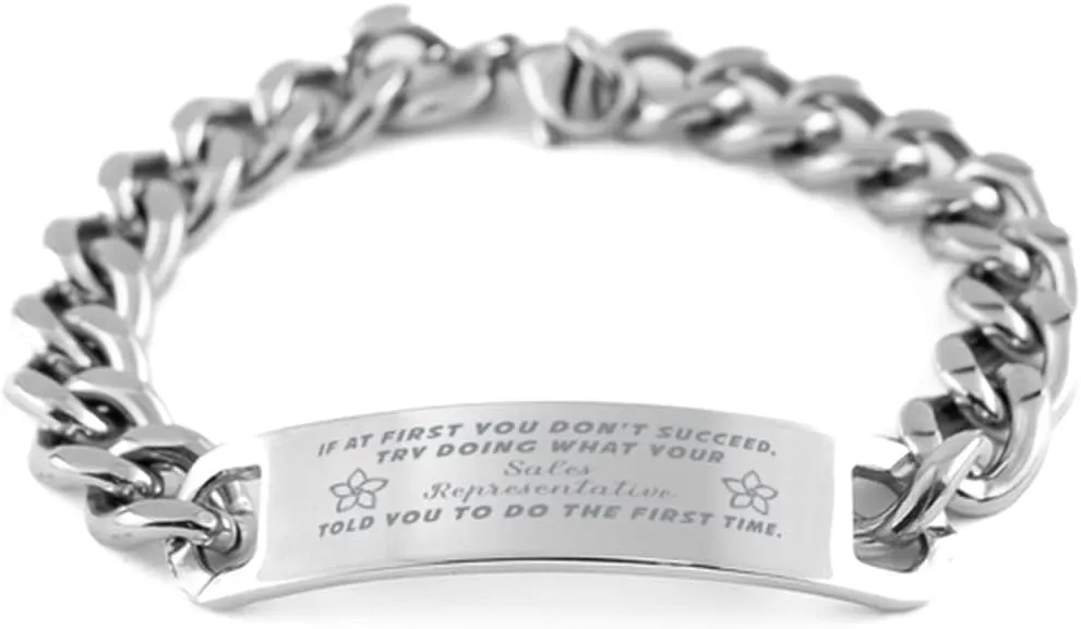 Sales Representative Bracelet, If at first you don't succeed, try doing what your athletic trainer told you to do the first time., Cuban Link Chain Necklace, Sales Representative Gifts