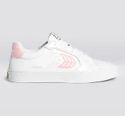 SALVAS White Leather Rose Logo Sneaker