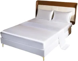 Satin Bedding Sheet Set Solid Color Fitted Sheet Set Single Double King Size Bed Sheet Set Luxury Rayon Flat Sheet Set(Color 01,King 4pcs)