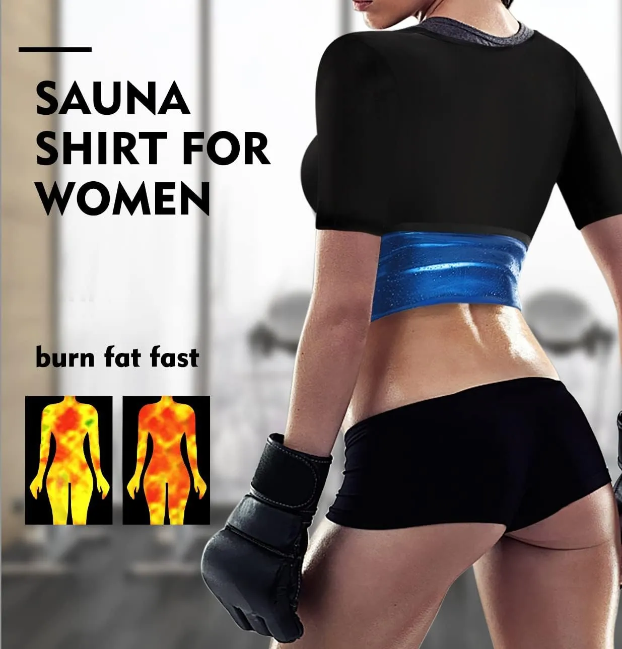 Sauna Shirt for Women Weight Loss Sauna Suit for Women Waist Trainer Sweat Vest Workout Body Shaper Zipper