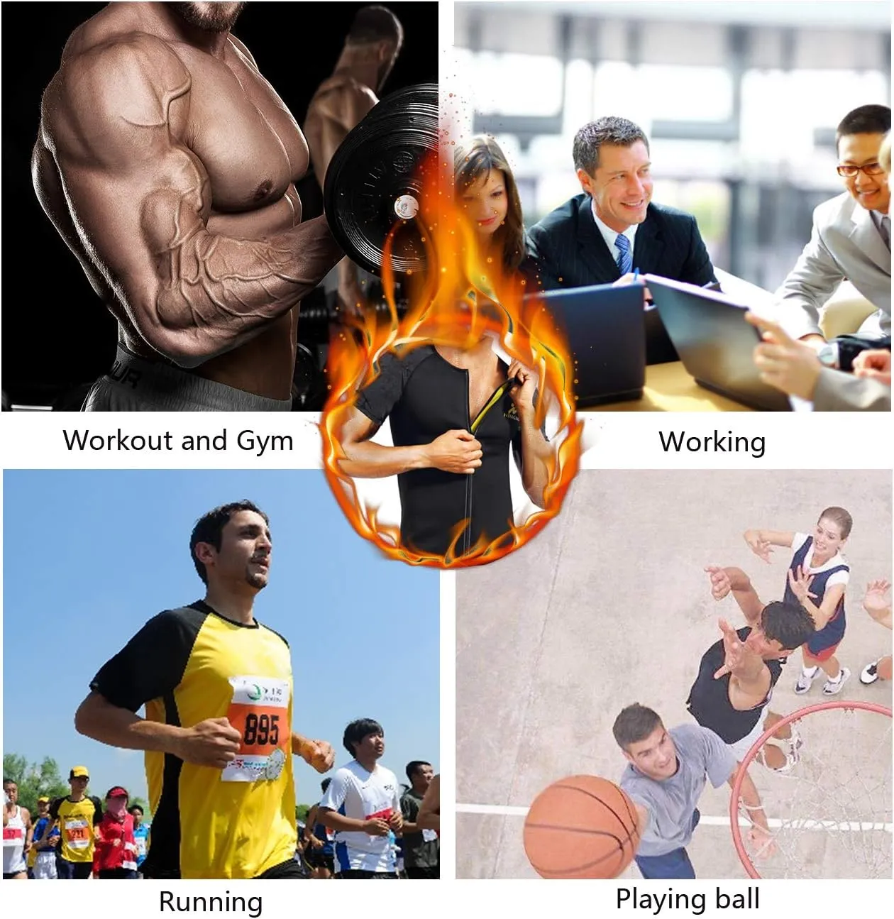 Sauna Suit for Men Hot Sweat Suit Sauna Shirt Sweat Body Shaper Workout Neoprene Suit Zipper Short Sleeve