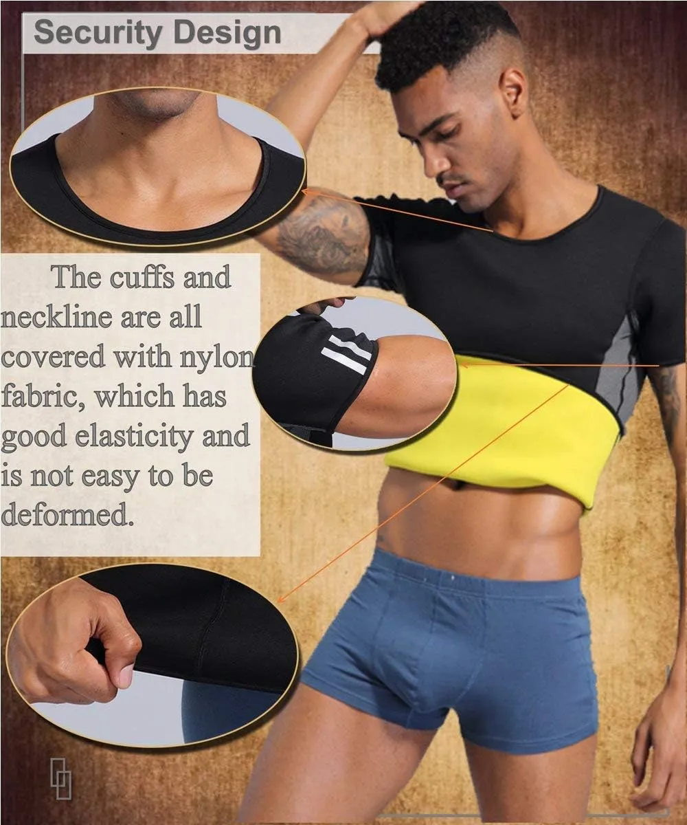 Sauna Suit for Men Short Sweat Suits Neoprene Body Shaper Sauna Shirt Workout Waist Trainer Vest Tummy