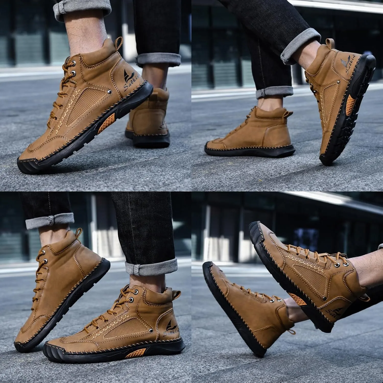 Sawbehind Mens Boots, Comfortable Waterproof Sawbehind Leather Boots Mens, Handmade Saw Behind Shoes, Men & Women