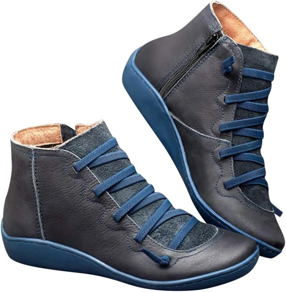 SBGMoSJ Women's Flat Ankle Boots Ankle Booties for Women Low Heel Dressy Low Boots for Women Ankle Booties Short Brown Winter Boots for Women Black Ankle Boots for Women Flat Heel