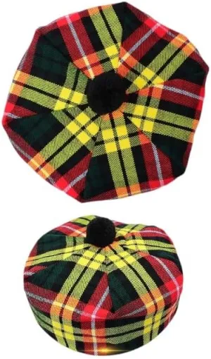 Scottish Hat Tam o' Shanter Tammy Jimmy Flat Bonnet in Various Tartans