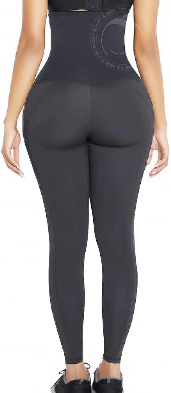 SEASUM High Waisted Yoga Legging with Adjustable Waist Corset Belt Tummy Control Slimming Waist Trainer Pant