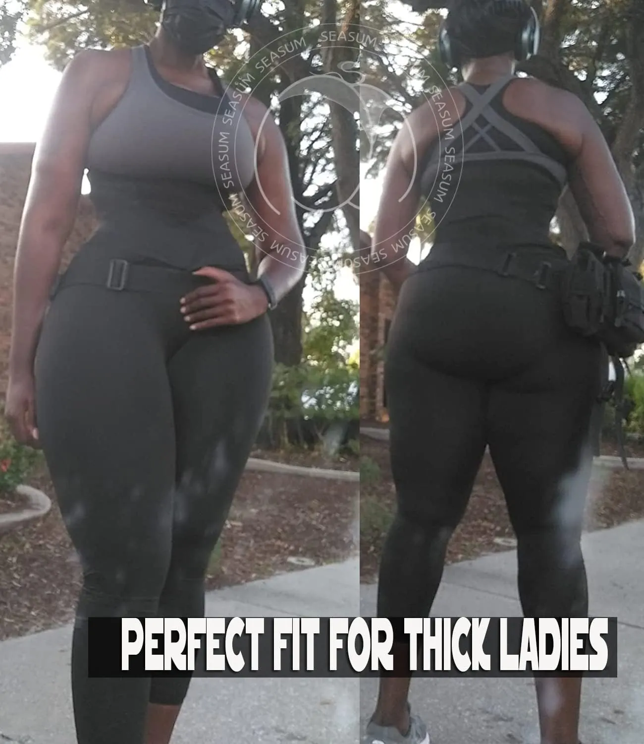 SEASUM High Waisted Yoga Legging with Adjustable Waist Corset Belt Tummy Control Slimming Waist Trainer Pant