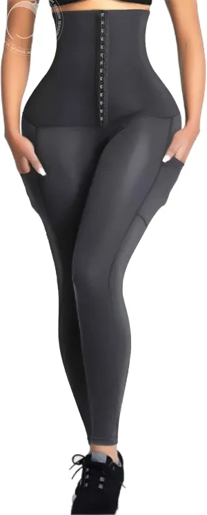 SEASUM High Waisted Yoga Legging with Adjustable Waist Corset Belt Tummy Control Slimming Waist Trainer Pant